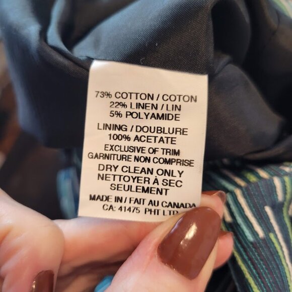 Tavora Cottonn Linen Blend Textured Blazer Jacket Women’s 12 Blue Green - Picture 4 of 5